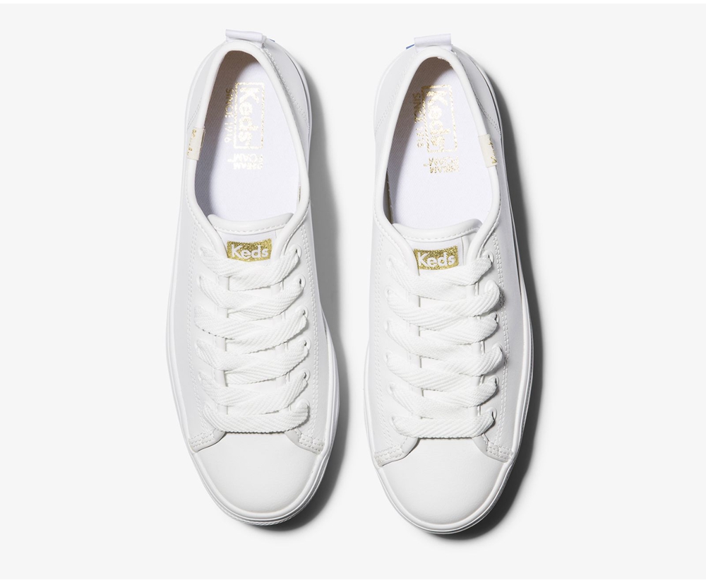 Keds Sneakers White - Triple Up Leather - Womens BAURIX-358